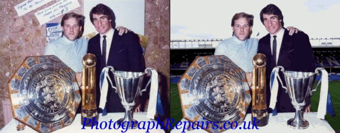 Shows removal and replacement of the background in a photograph.